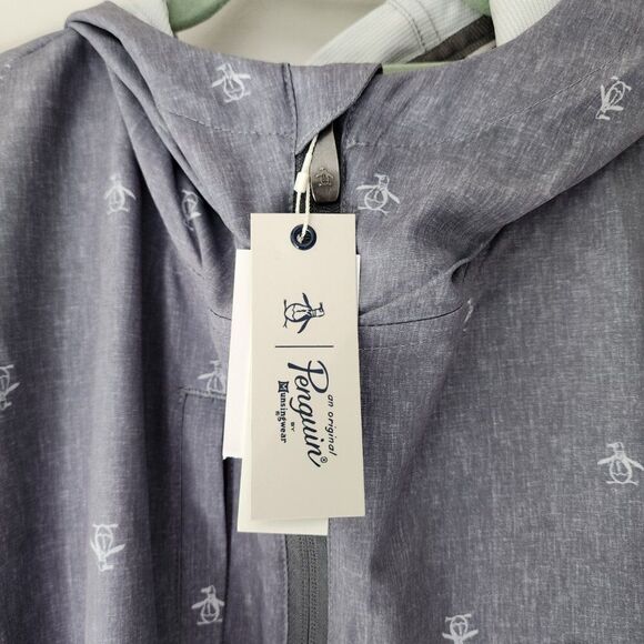 ORIGINAL PENGUIN Men's Windbreaker | Quarter Zip Hoodie | Small, Gray - Picture 4 of 8